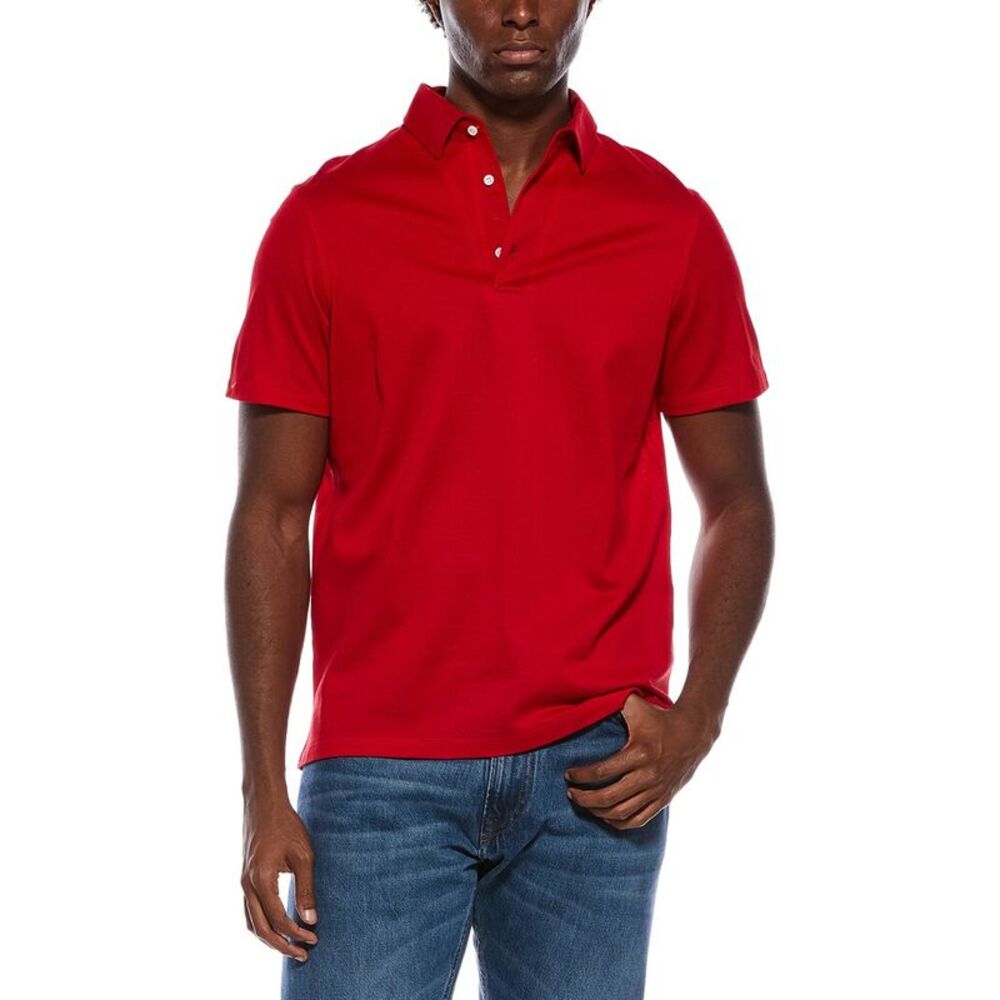 Isaia Mens  Silk Polo Shirt, Red
